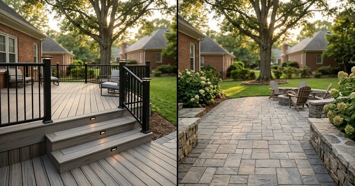 Deck versus patio comparison for Charlotte backyards