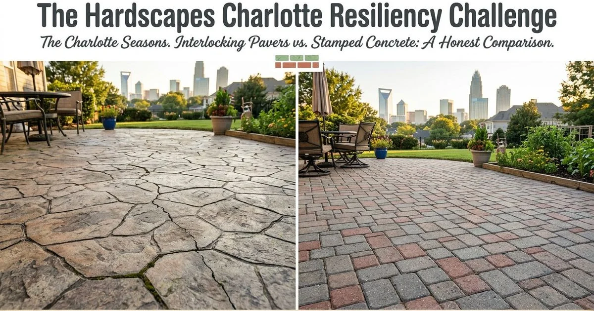 Stamped concrete versus paver patio comparison for Charlotte