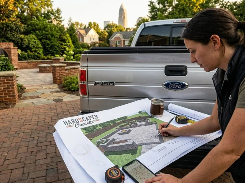 3D rendering of luxury backyard design for Charlotte home