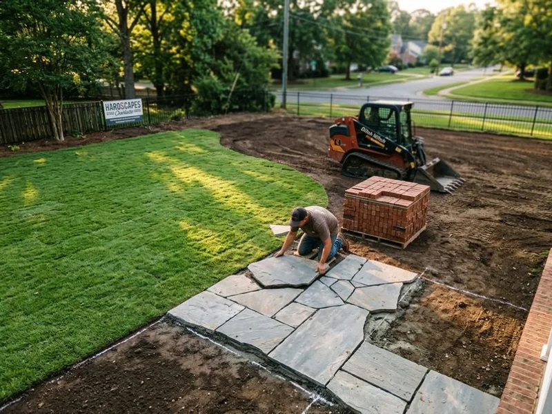 Aerial view of backyard master plan for Charlotte property